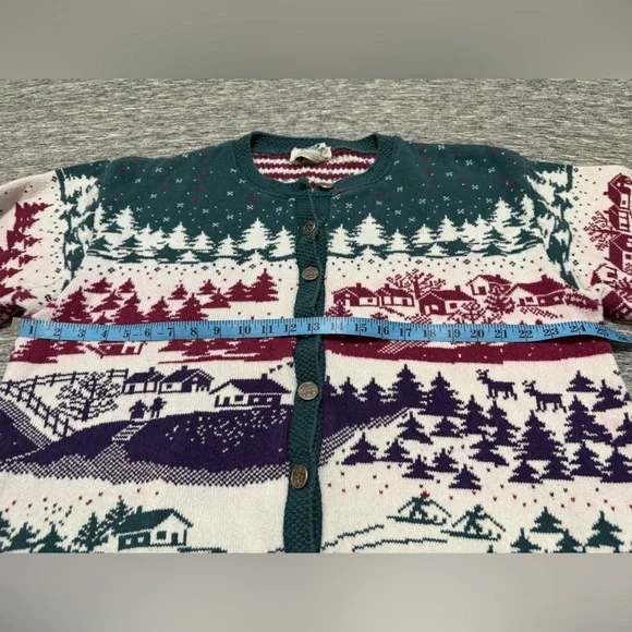 Vintage Northern Reflections Winter Scene Cardigan Ladies M/L - Picture 5 of 8
